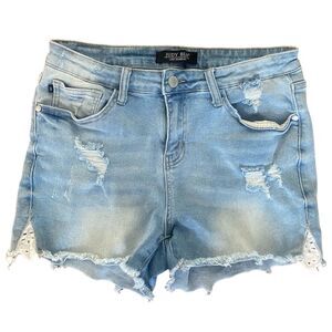 Judy Blue Denim Shorts‎ Size 29 Blue distressed eyelet cut off